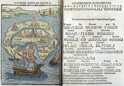 Incisione da "Utopia" di Thomas More da English School