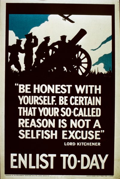 Poster di Reclutamento Enlist To-Day, 1914-18 da English School