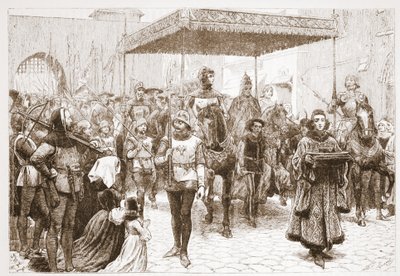 Ingresso di Papa Giovanni a Costanza, illustrazione da La storia del protestantesimo di James Aitken Wylie (1808-1890), pub. 1878 da English School