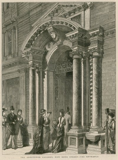 Ingresso della Grosvenor Gallery, New Bond Street, Londra da English School