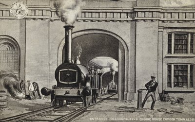 Ingresso alla Casa del Motore Locomotiva Camden Town, 1838 da English School