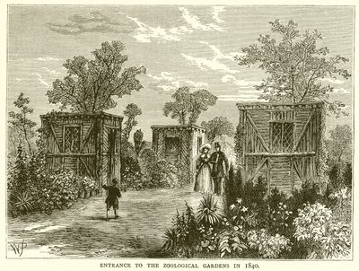 Ingresso ai giardini zoologici nel 1840 da English School