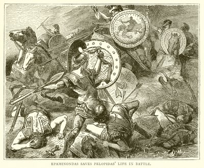Epaminonda salva la vita di Pelopida in battaglia da English School