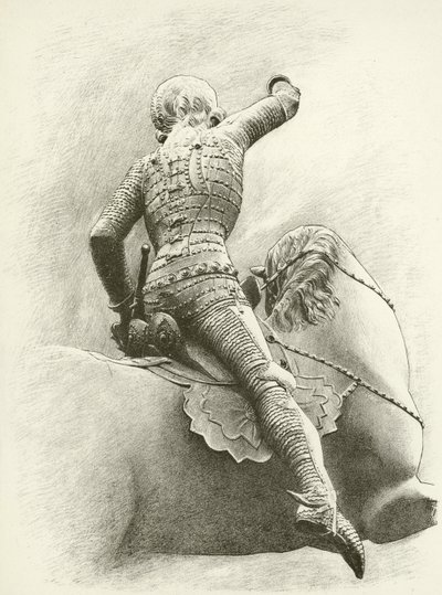 Figura equestre a Praga, Boemia (incisione) da English School