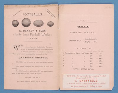 Catalogo delle Attrezzature prodotto da E. Blakey & Sons, 1895 da English School