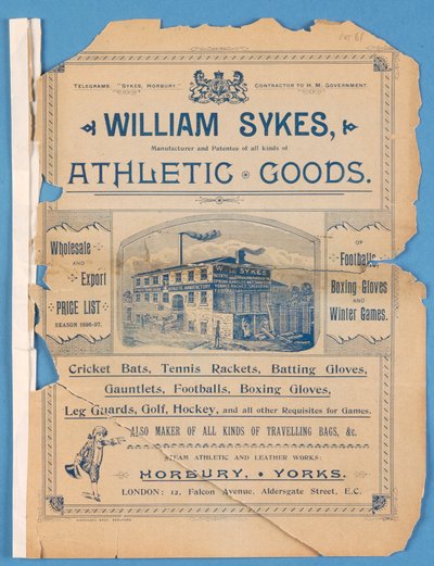 Catalogo delle attrezzature prodotto da William Sykes, 1896 da English School