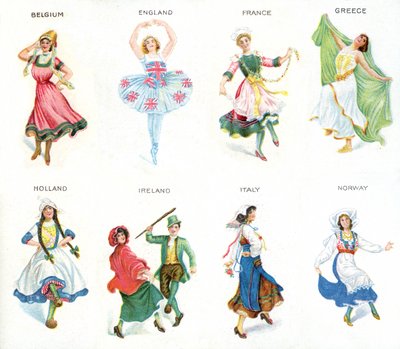 Ballerini europei, carte di sigarette, 1915 da English School