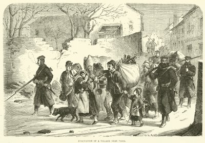 Evacuazione di un villaggio vicino a Parigi, dicembre 1870 da English School