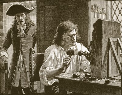 Evelyn scopre Grinling Gibbons, illustrazione da Cassells Illustrated History of England da English School