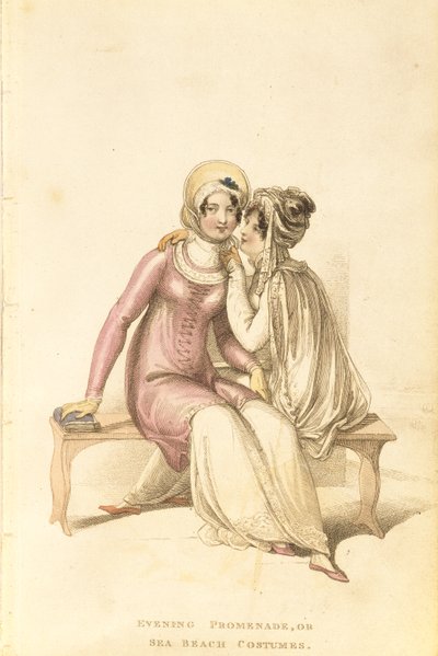 Abiti da sera, passeggio o spiaggia, tavola di moda da Ackermanns Repository of Arts da English School