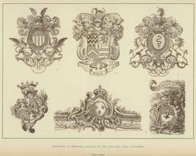 Esempi di disegni araldici dei secoli XVII e XVIII da English School