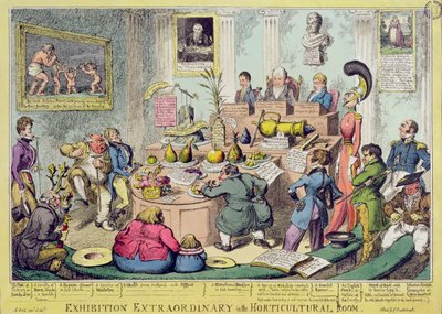 Esposizione Straordinaria nella Sala Orticola, inciso da George Cruikshank (1792-1878), pub. da G. Humphrey, 1826 (incisione colorata) da English School