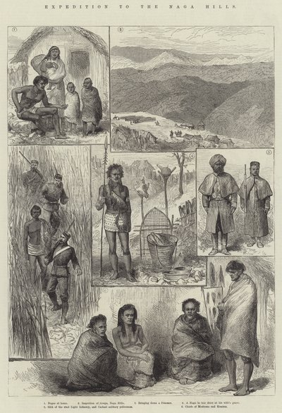 Spedizione alle colline di Naga (incisione) da English School