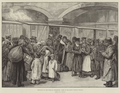 Espulsione degli ebrei da San Pietroburgo, scena alla stazione ferroviaria del Baltico da English School