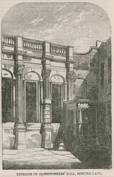 Esterno della Clothworkers Hall, Mincing Lane, Londra da English School