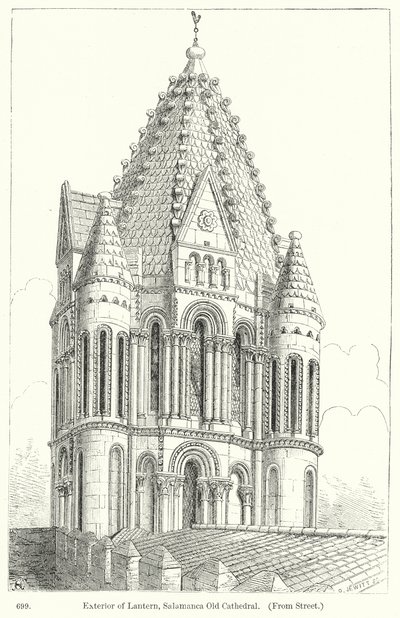 Esterno della Lanterna, Cattedrale vecchia di Salamanca (incisione) da English School