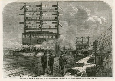 Esterno della cabina di segnalazione AB della Ferrovia Sud-Orientale alla stazione di London Bridge da English School