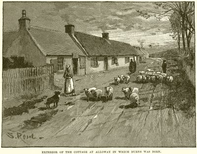 Esterno del cottage ad Alloway in cui nacque Burns da English School