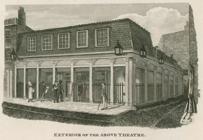 Esterno del Royal Olympic Theatre, Wych Street, vicino a Drury Lane, Londra da English School