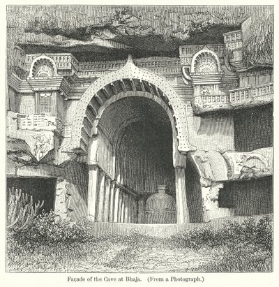 Facciata della Grotta di Bhaja (incisione) da English School