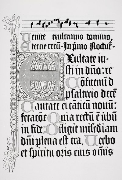 Facsimile di una pagina di un Salterio, stampato da Johann Fust e Petrus Schoiffer, Magonza, 1459 da English School