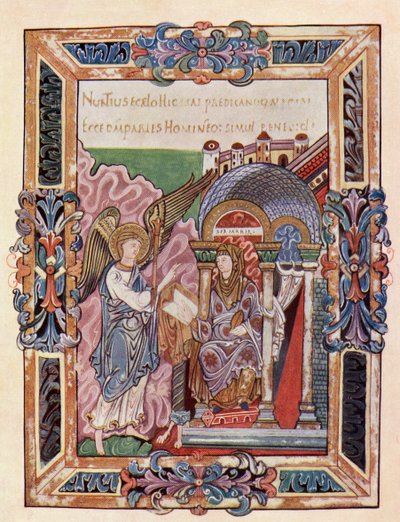 Facsimile di una pagina dal Benedizionale di Ethelwold che mostra l