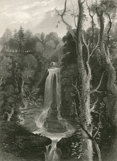 Cascata di Acharn (incisione) da English School