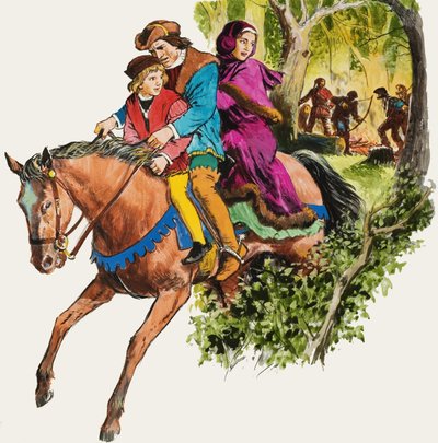 Famiglia su un cavallo da English School