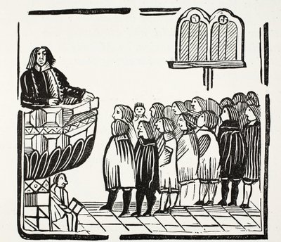 Ulteriori e più terribili avvertimenti da Dio, illustrazione da Chap-books del XVIII secolo di John Ashton, pub. 1882 da English School