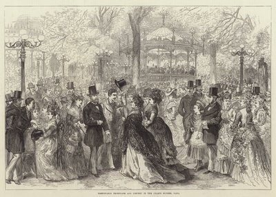 Passeggiata e Concerto alla Moda negli Champs Elysees, Parigi (incisione) da English School