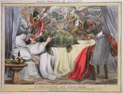 Effetti fatali della golosità, un incubo della notte del Lord Mayor, pubblicato da Thomas McLean, 1830 da English School