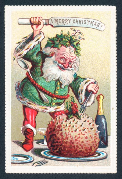 Babbo Natale che taglia il budino di prugne da English School