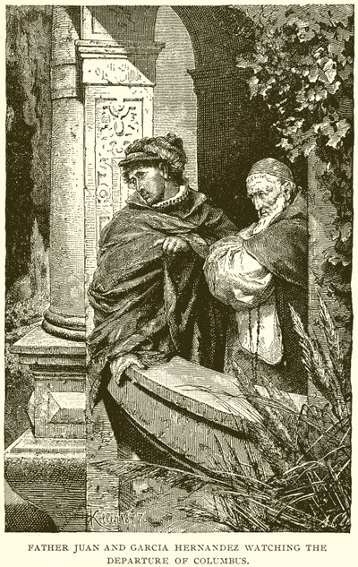 Padre Juan e Garcia Hernadez osservano la partenza di Colombo da English School