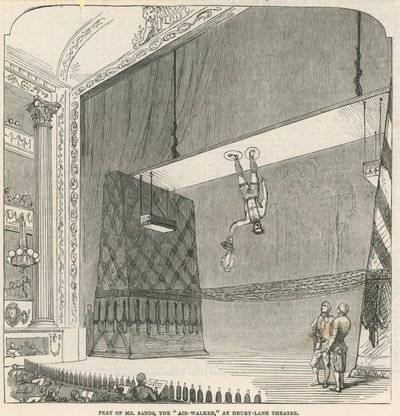 Impresa del signor Sands, il camminatore aereo, al Drury Lane Theatre, Londra da English School