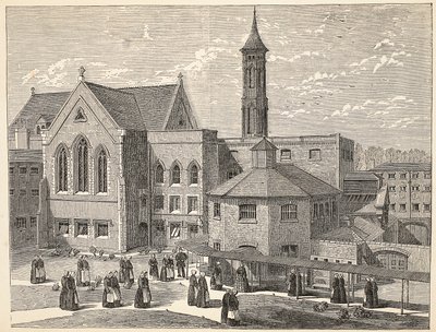 Detenute che si esercitano nel cortile di Brixton Prison, illustrazione da The Criminal Prisons of London and Scenes from Prison Life di Henry Mayhew e John Binny, pub. 1862 da English School