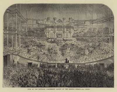 Festa della Lega Nazionale della Temperanza al Crystal Palace, 5000 Voci (incisione) da English School