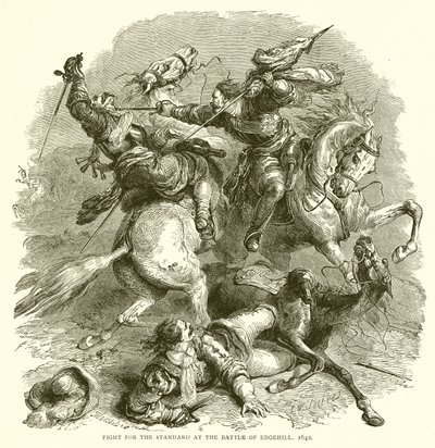 Lotta per lo stendardo nella battaglia di Edgehill, 1642 da English School
