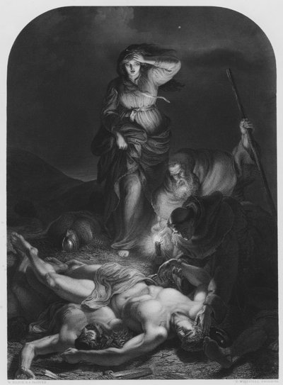 Ritrovamento del corpo di Harold, dal quadro nella Vernon Gallery da English School