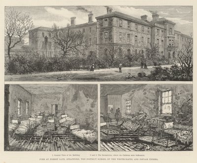 Incendio a Forest Gate, Stratford, la Scuola Distrettuale delle Unioni di Whitechapel e Poplar da English School