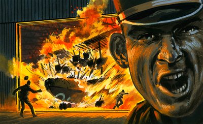 Incendio che consuma uno degli idrovolanti americani NC-2 da English School
