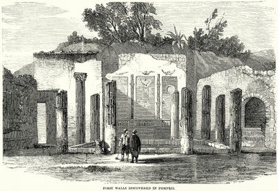 Le prime mura scoperte a Pompei (incisione) da English School