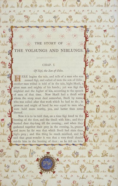 Prima pagina da La storia dei Volsunghi e Nibelunghi, c.1870 da English School