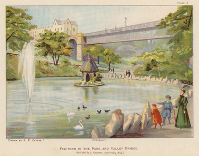 Stagno dei pesci nel parco e Ponte della Valle, Scarborough da English School