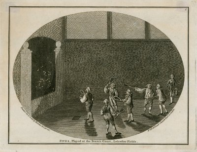 Fives, giocato al Tennis Court, Leicester Fields da English School