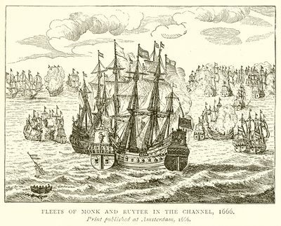 Flotte di Monk e Ruyter nel Canale, 1666 da English School