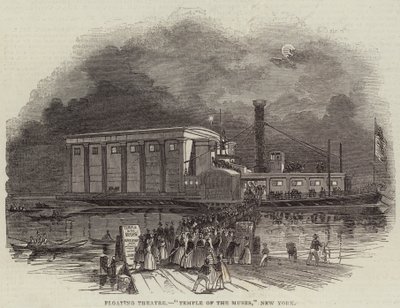 Teatro galleggiante, "Tempio delle Muse," New York (incisione) da English School