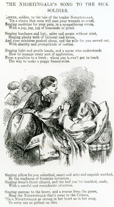 Florence Nightingale che cura un soldato malato in Crimea da English School