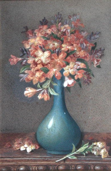 Fiori in un vaso blu, c.1870 da English School