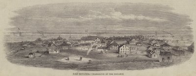 Forte Moultrie, Charleston in lontananza (incisione) da English School
