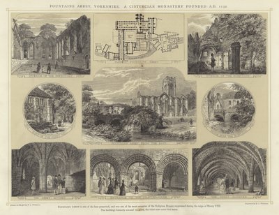 Abbazia di Fountains, Yorkshire, un monastero cistercense fondato nel 1132 d.C. da English School